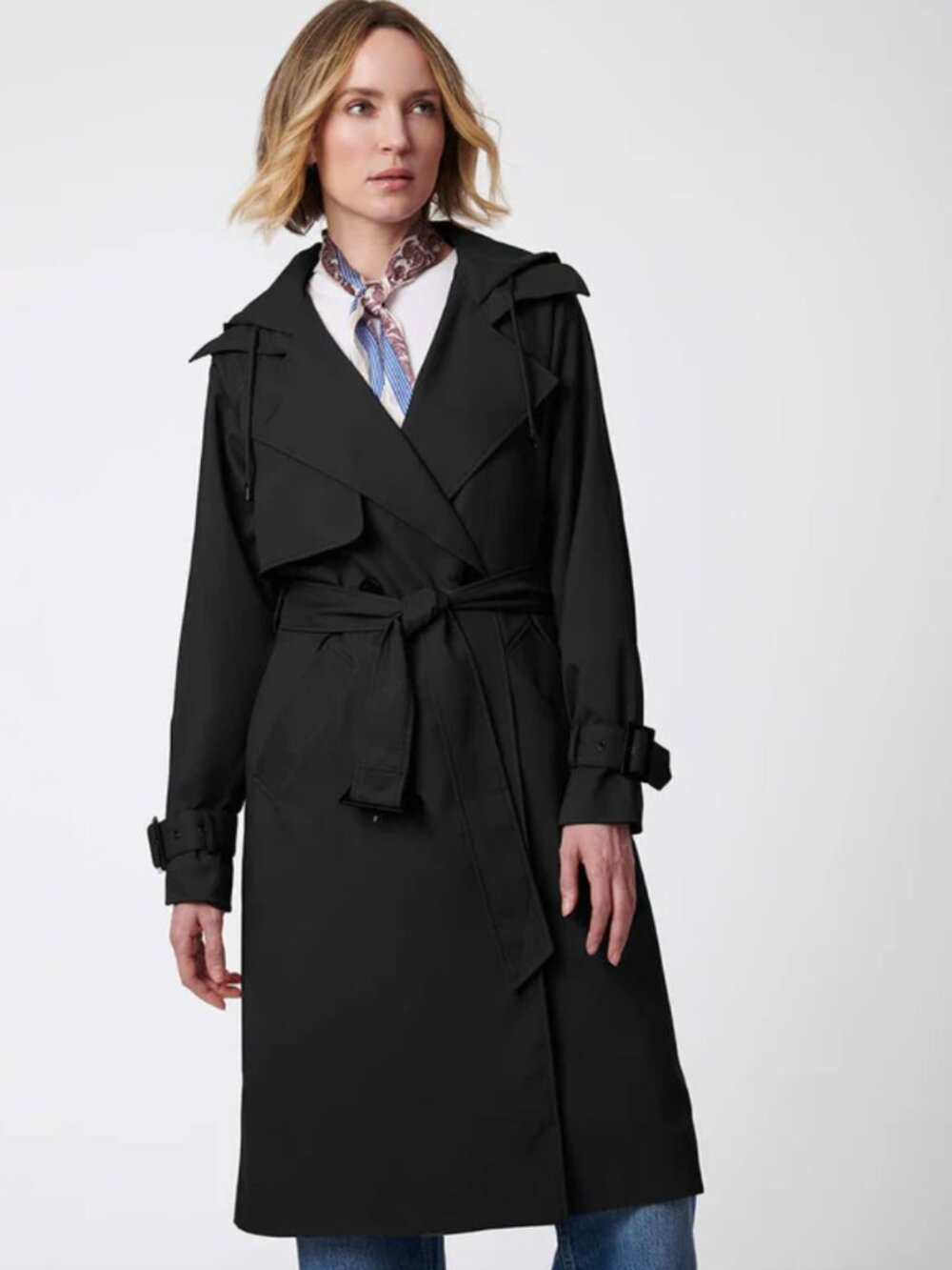 Classic Trench Coat with Hood by Bernardo, Size Small
